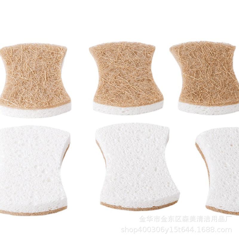 Натуральные кухонные губки - Биоразлагаемые, Компостируемые, Экологичные губки из древесной целлюлозы и кокосового волокна для мытья посуды, Быстросохнущие