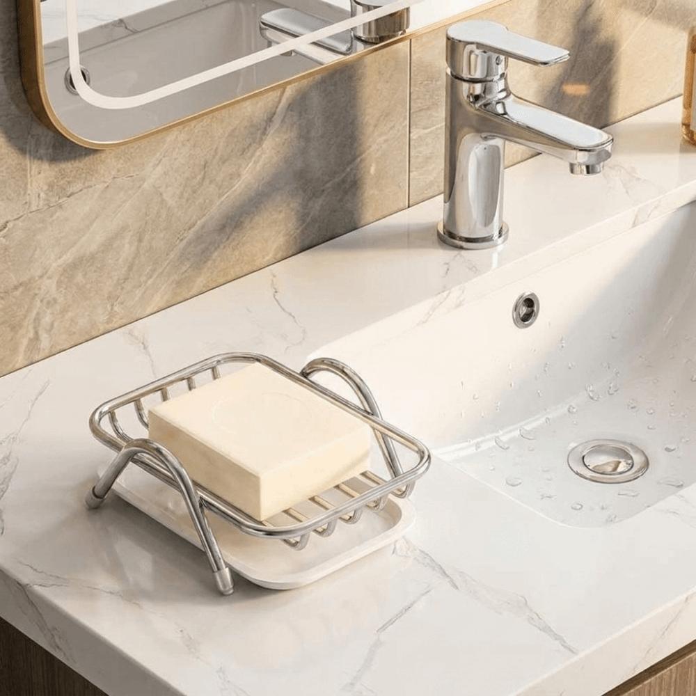 2PCS Rustproof Stainless Steel Soap Rack Space Saving Soap Tray Durable Soap Storage Rack  Kitchen