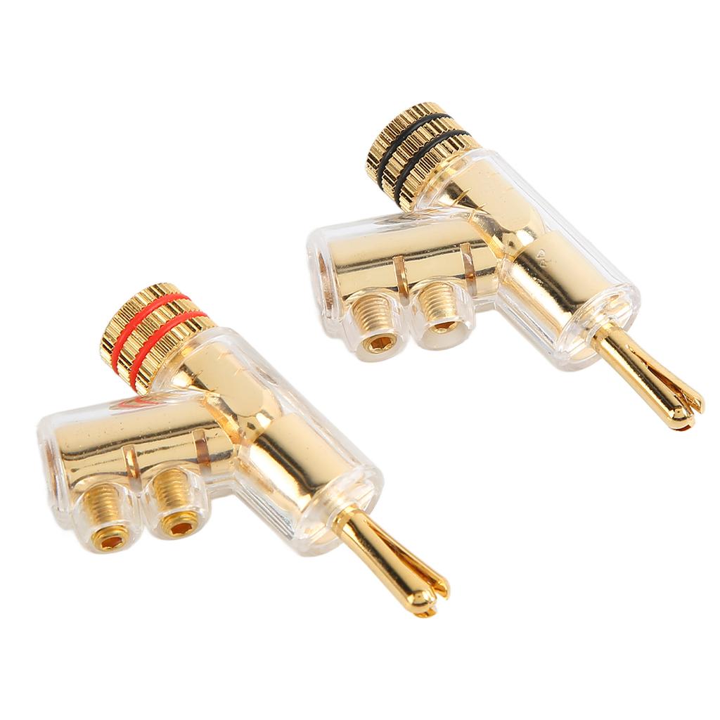 1 Pair Locking Banana Plugs Copper Gold Plated Solderless Speaker Locking Banana Connectors for Speaker Wire