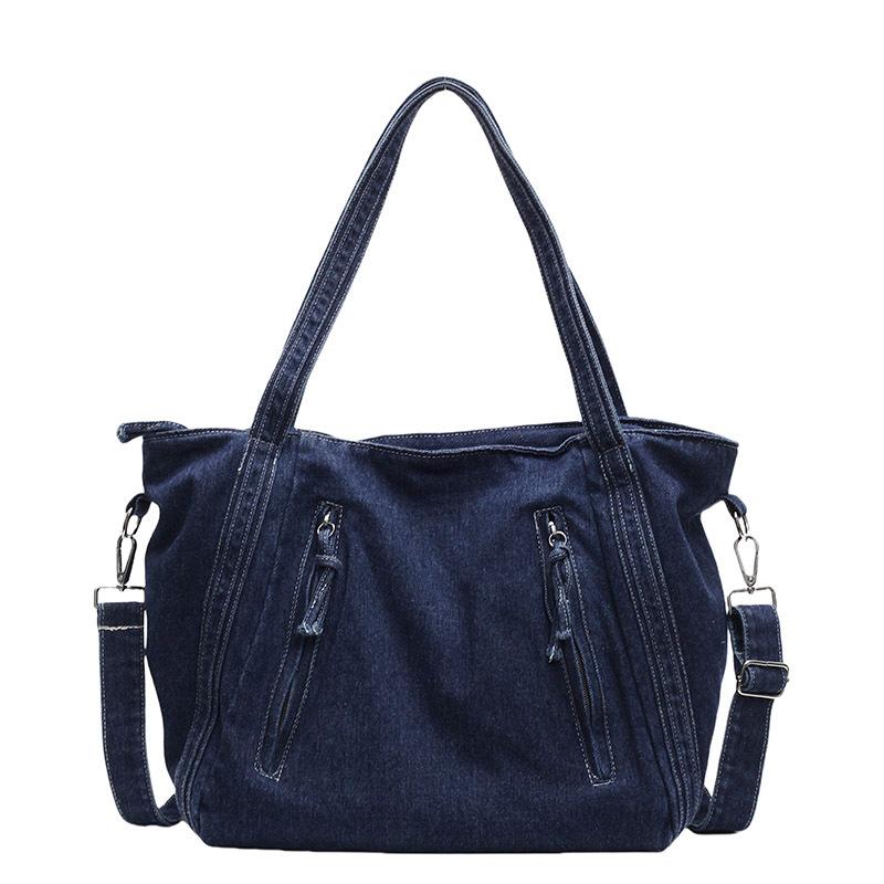 2025 New Japanese Leisure Students Class Large-capacity Shoulder Bag Fashionable Versatile Solid Color Denim Messenger Bag