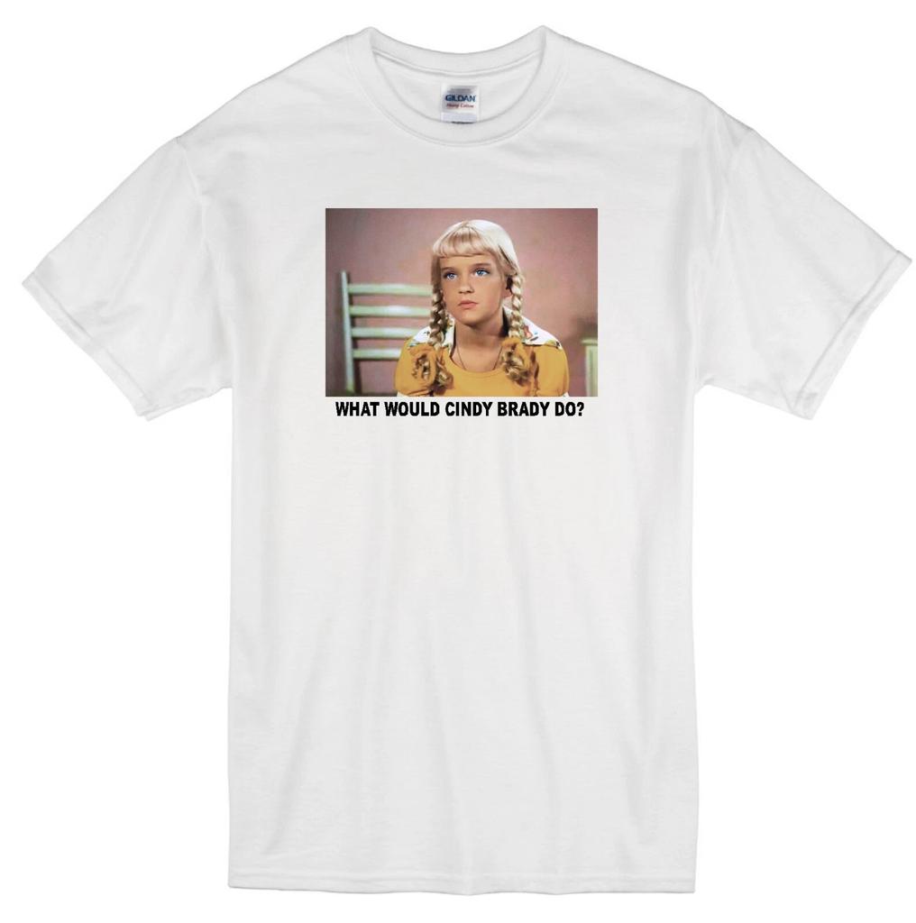 CINDY BRADY WWD? SUSAN OLSEN BRADY BUNCH TV FAMILY SITCOM RETRO WHITE T-shirt