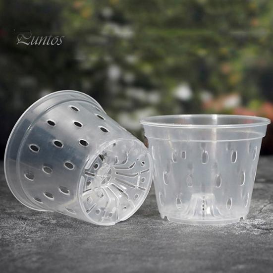Clear Orchid Pot Reusable Orchid Flowerpot with Holes Plastic Ventilated Planter for Repotting Growing Indoor Outdoor Orchids