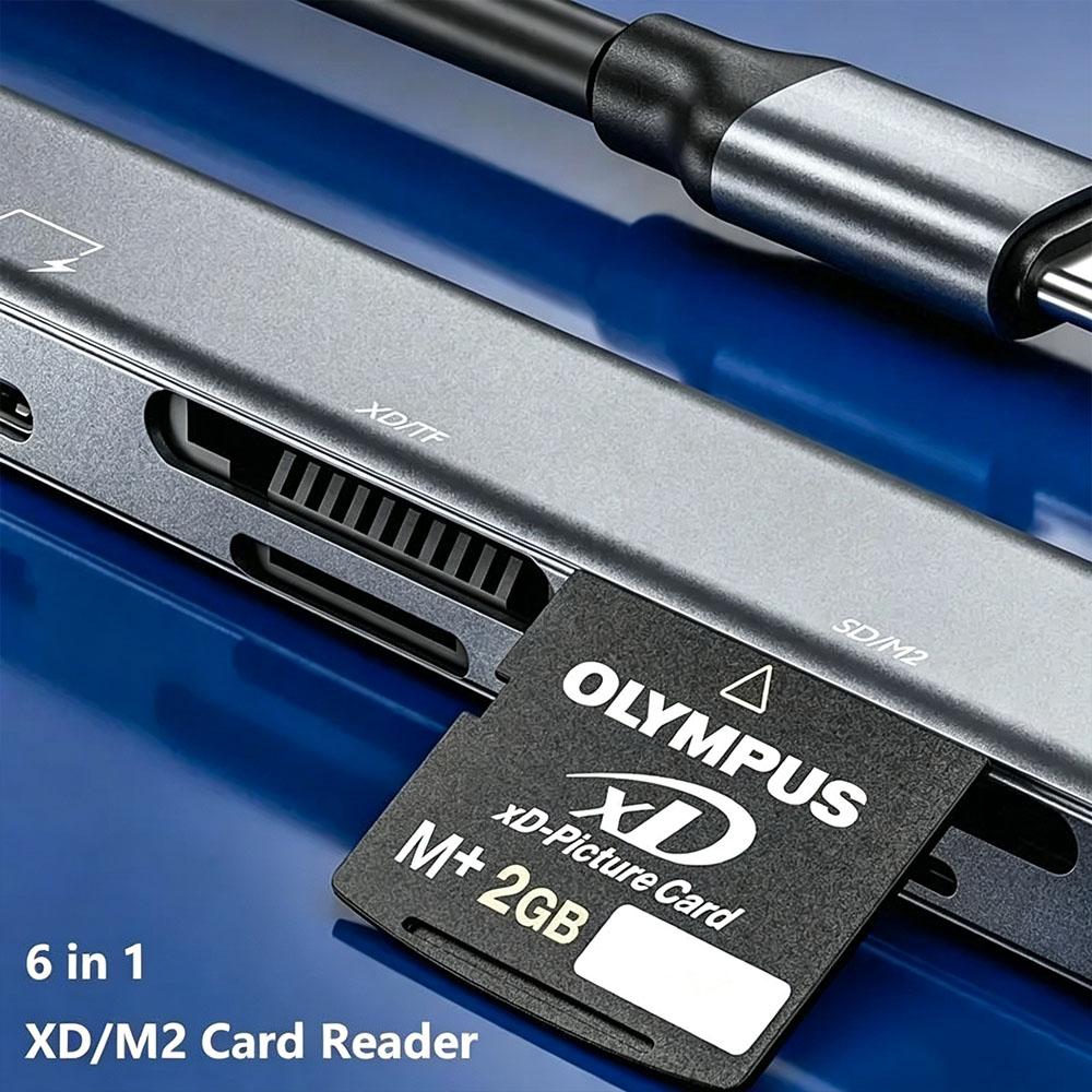 6-в-1 OTG кард-ридер с портом для зарядки, адаптер Lightning/Type-C, поддержка SD TF M2 XD USB-накопителя, мыши для iPhone Android