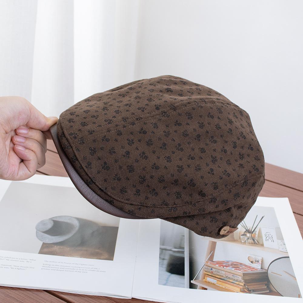 Retro pastoral style autumn and winter new floral forward hat female versatile face little painter hat beret