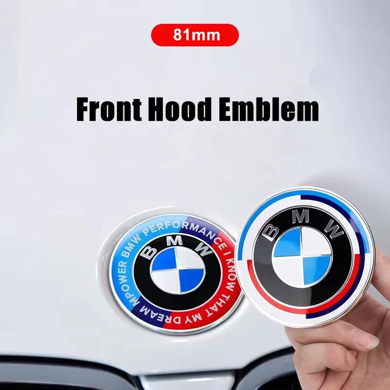 BABC1 For BMW Front Hood Emblem For BMW 50th Anniversary Logo 81mm+Rear Badge 74mm+Wheel Hub Cap 68mm+56mm Steering Wheel Sticker 46mm