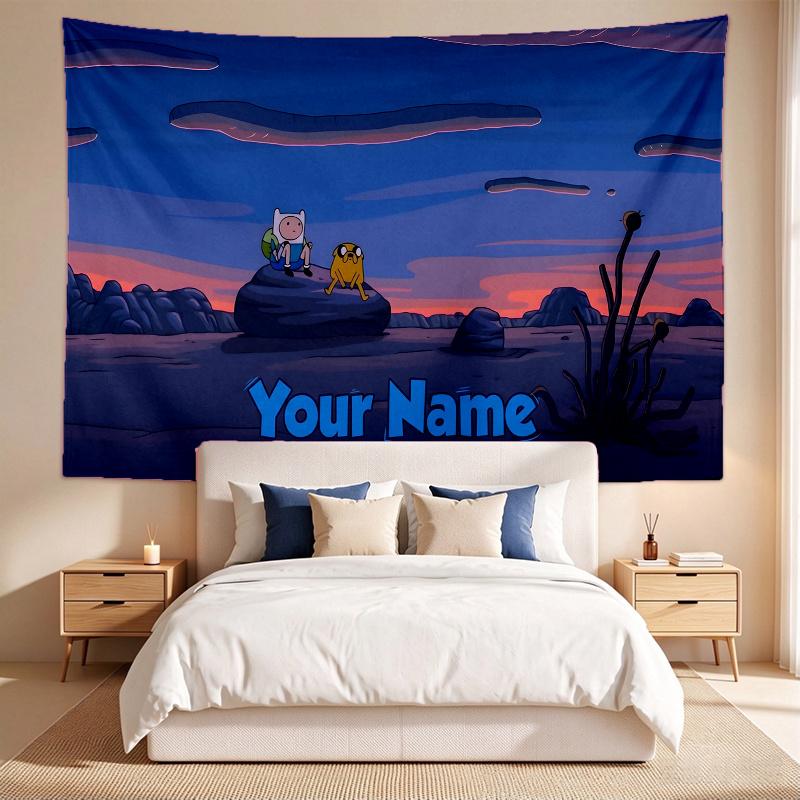 Adventure Time (14) Custom Name Tapestry Wall Hanging Tapestry Wall Art Decor for Bedroom Living Room