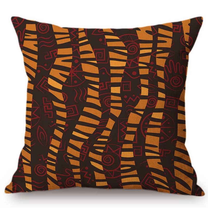 Exotic Africa Design Pattern African Hunting Animals Geometric Decorative Sofa Throw Pillow Case Cotton Linen Chair Cushion Case