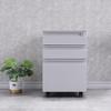 Mobile Three-Drawer Metal File Cabinet with Lock for Under-Desk Office and Printer Storage