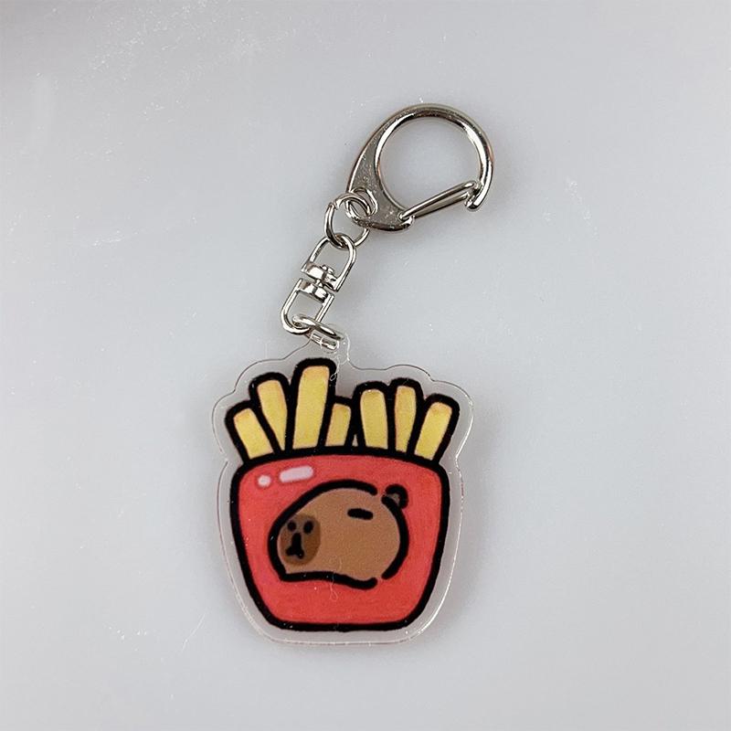 Cute Capybara Keychain Cartoon Animal Keyring Lovely Acrylic Key Holder School Bag Pendant Decoration Best Friend Gifts