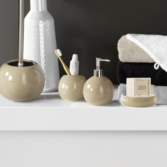 Porte savon - Bulleas - Taupe - Céramique - Diamètre 10 cm - Hauteur 3.5 cm