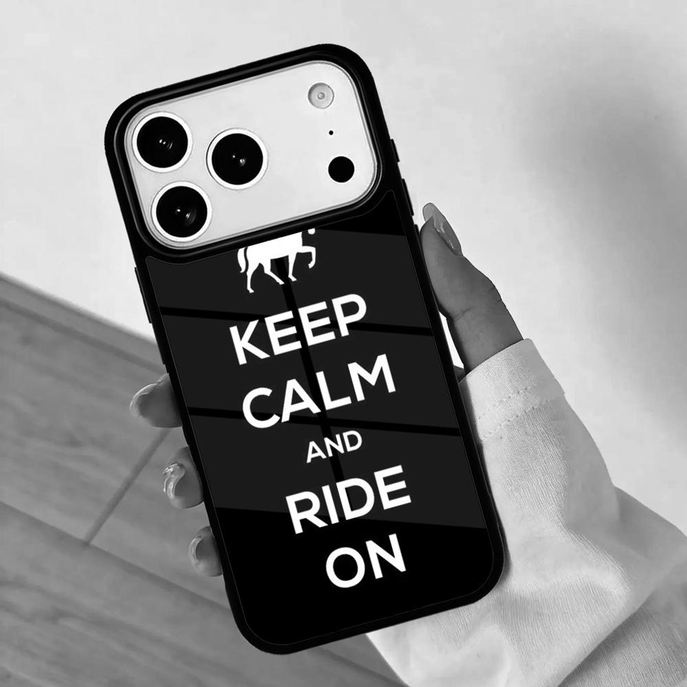 Keep Calm and Ride On Love Horses Pony Mobile Phone Case for IPhone 17 AIR 16pro Max 15 14 13 12 11 Bumper Cover