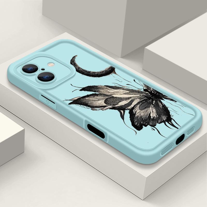 Модный чехол с рисунком луны и бабочки для iPhone 16 Pro Max 15 Plus 14 13 12 Pro 11 TPU мягкий матовый силиконовый противоударный защитный чехол для объектива телефона