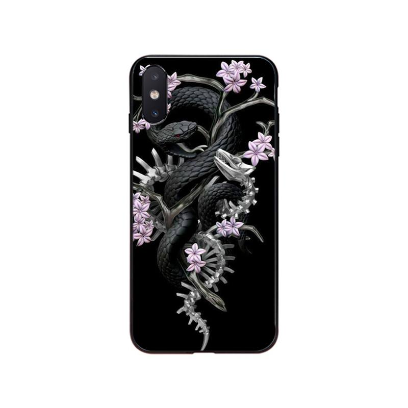 Чехол для телефона с изображением змеи и цветка для iPhone 13 12 11 Pro Max 13 12mini XS MAX X XR SE2 8 7 Plus