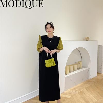 MODIQUE, летняя новая классическая рубашка больших размеров, женская свободная уличная одежда, милое платье из хлопка и льна - повседневные женские платья с круглым вырезом, рукавом-фонариком