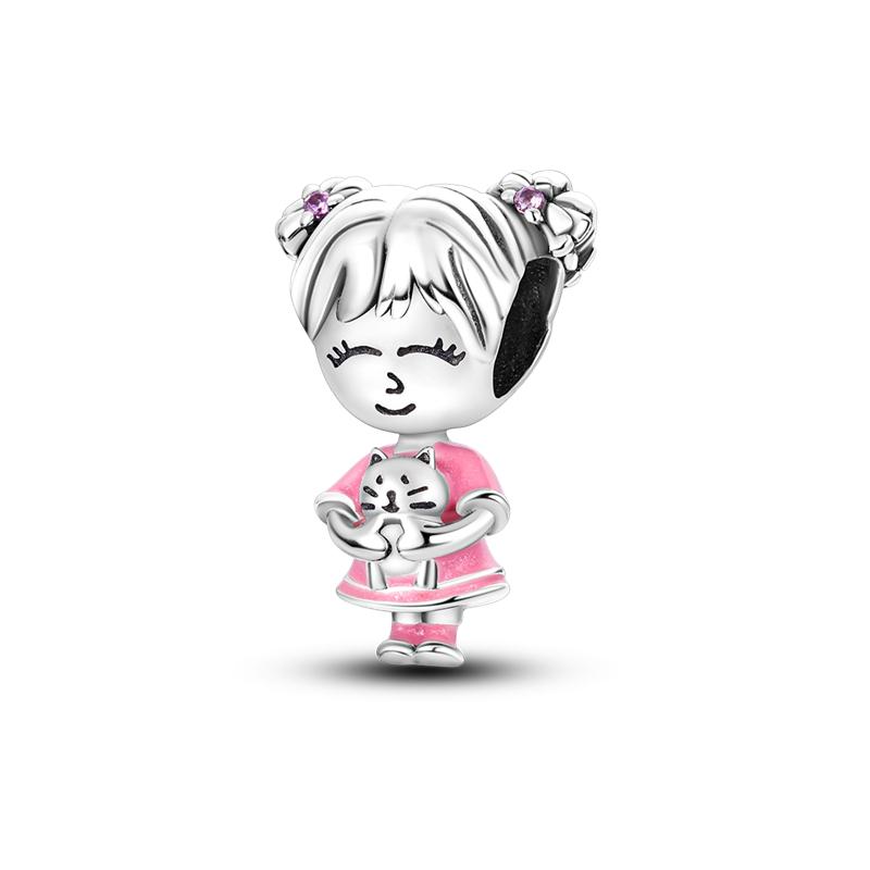 Copper Boy Girl Couple Lovers Beads Marriage Charms Dangle Fit Original Bracelet Charms Jewelry Women Diy