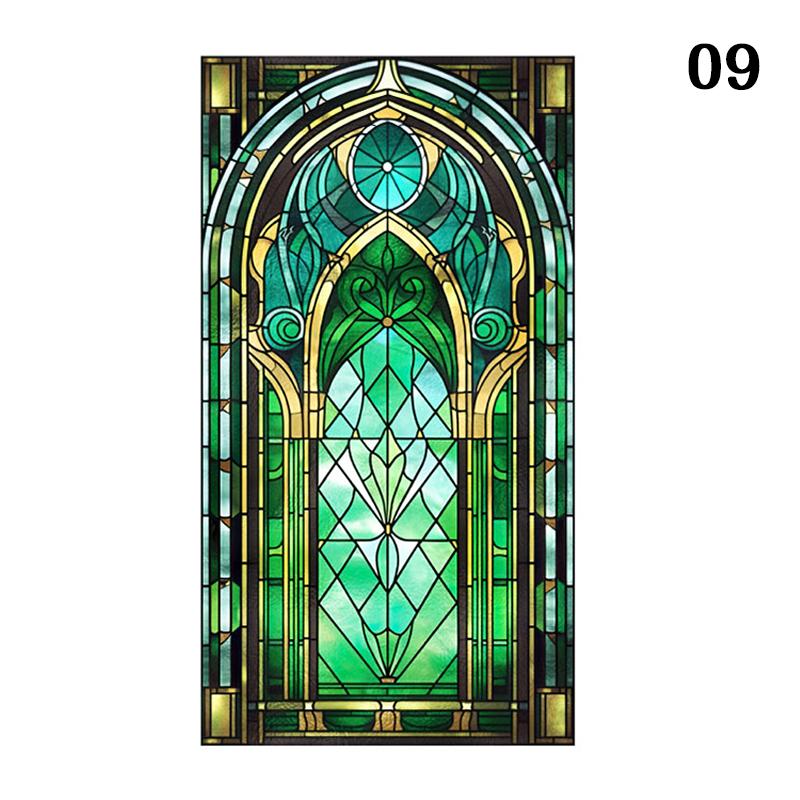 Ретро Арт-стекло Пленка Европейский стиль Витраж Церковное искусство Приватность Окна Наклейки Непрозрачный Отель Клуб Веранда Окно Декор Пленка