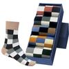 5Pair-pack New Men's Socks Colorful Grid Sock Casual Business High Quality Happy Combed Cotton Socks Fashion Gentleman Socks Men