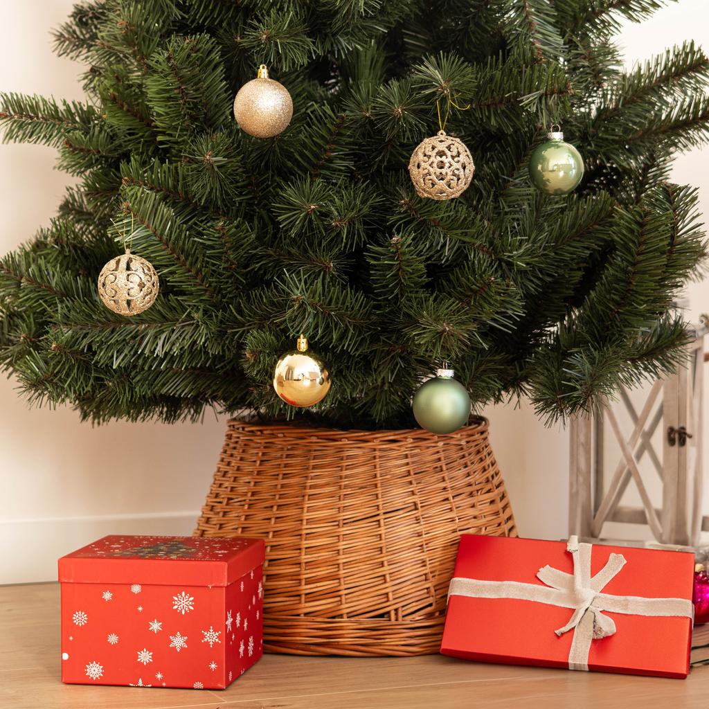 Osłona Na Stojak Pod Choinkę Wiklinowa 55 cm Osłonka Kosz Stojaka Naturalny