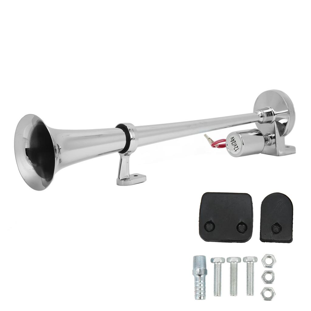 Электрический рожок для трубы 1 трубка для поезда, автомобиля, лодки, цинковый сплав, хромированное покрытие 135 дБ 450 мм 12 В 24 В