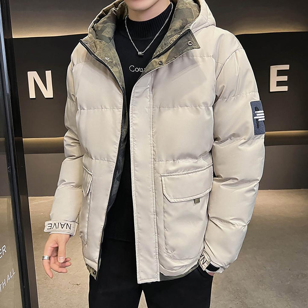 Cotton Jacket Men's Down Cotton Jacket Winter Youth New Thickened Warm Cotton Jacket Winter Coat Men