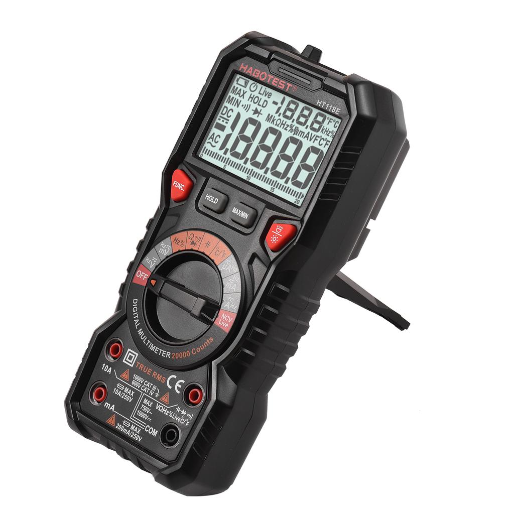 HABOTEST HT118E Цифровой мультиметр Мультиметр с автоматическим диапазоном, 20 000 отсчетов, истинное среднеквадратичное значение, измерение переменного/постоянного тока