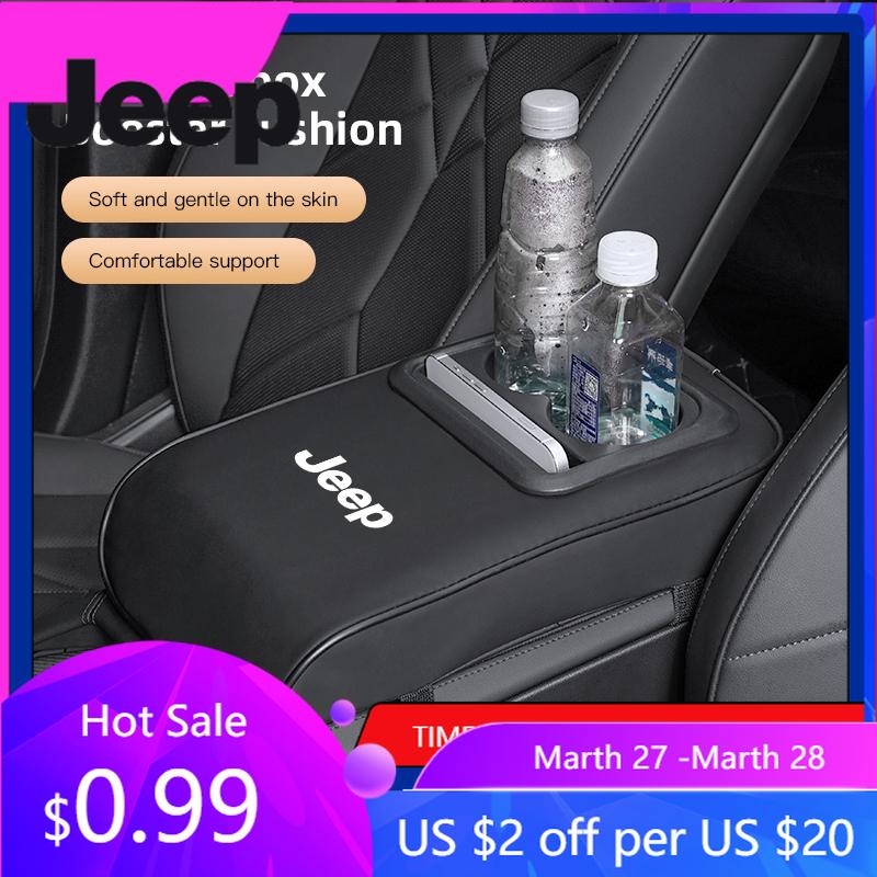 For Jeep Car Armrest Mat Elbow Support Height Pad Storage Box Cup Holder For Jeep Renegade Wrangler JL JK Gladiator Grand Pat