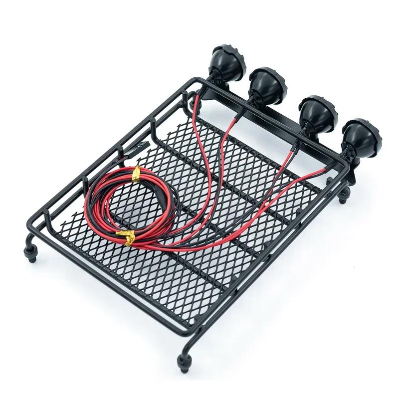 Universal Roof Rack with LED Light for 1/10 RC Crawler, Night Crawling Accessory for SCX10 CC01 D90, Scale Car Upgrade