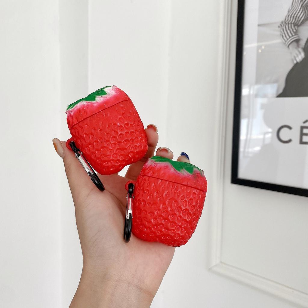 Strawberry Cute Case Soft Silicone Cartoon Protective Cover for Blueooth-compatible Earphone Charging Case Accessory