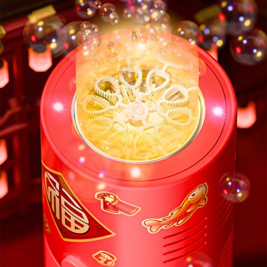 Машина для пускания искрящихся пузырей 10 отверстий Плотные пузыри Светодиодные разноцветные огни Работает от батареек Портативная Не протекающая Пузыредувка для новогодней праздничной вечеринки Игрушки