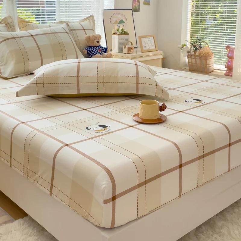 1pc 100%Cotton Bed Sheet Flower Printed Mattress Cover Single/Queen/King Fitted Bedsheet Double Bed Sheets (without Pillowcase)