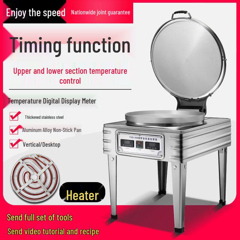 Commercial Double-Sided Waffle Maker with Timer and Temperature Control, Ideal for Making 80-Layer Cakes and More.