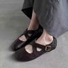 Korean version of casual round head cross buckle with shallow mouth single shoes retro fashion versatile soft sole Mary Jane shoes small leather shoe