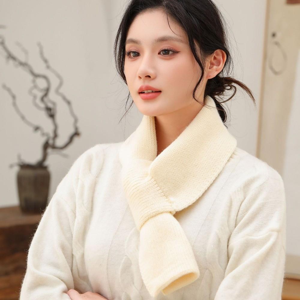 Windproof Knitted Scarf Solid Color Cross Short Scarf Fashion Neck Thermal Warmer Autumn Winter