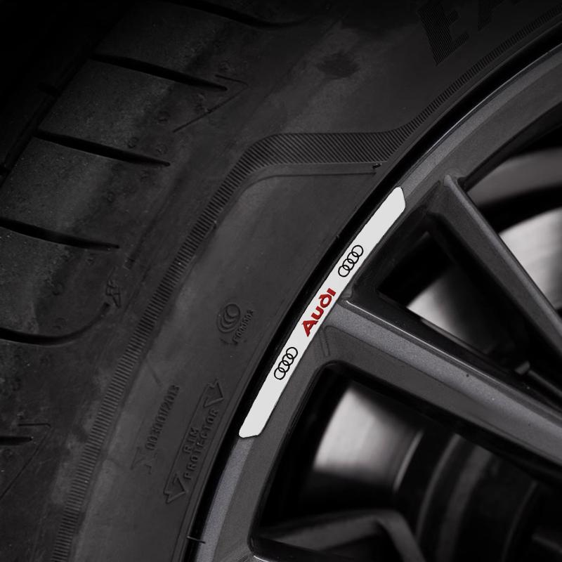 2026 4Pcs 3D Aluminum Car Wheel Rims Tires Decorative Sticker Accessories For AQ3 Sline RS A1 A2 A3 A4 A4L A5 RS RS3 RS4 RS5 RS6 R8