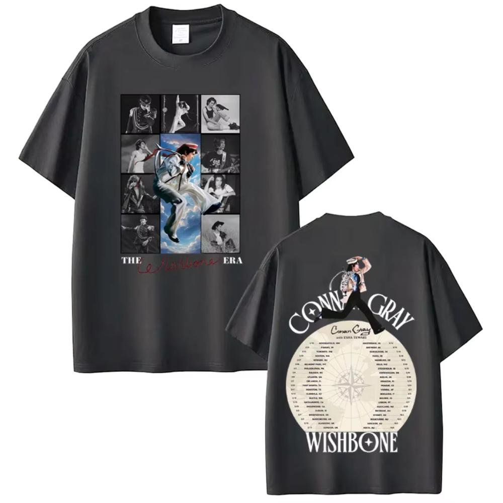 Конан Грей Wishbone World Tour Печатные футболки Летние Мужские Женские Винтажные футболки Летние Хлопковые Повседневные футболки Топы
