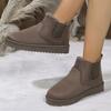Женские осенне-зимние модные хлопковые ботинки большого размера средней длины на тонкой подошве, новые, на флисовой подкладке, утолщенные, на одной педали