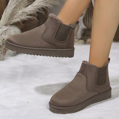 Женские осенне-зимние модные хлопковые ботинки большого размера средней длины на тонкой подошве, новые, на флисовой подкладке, утолщенные, на одной педали