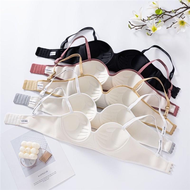 Seamless Wireless Bra for Women with Small Chest and Letter Strap Design