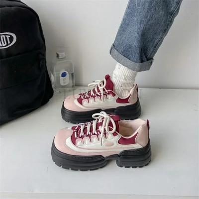 Модные туфли на каблуке Мацуке с квадратным носком, толстой подошвой и приподнятой спортивной подошвой, с дышащей и удобной сетчатой поверхностью, нескользящая женская обувь