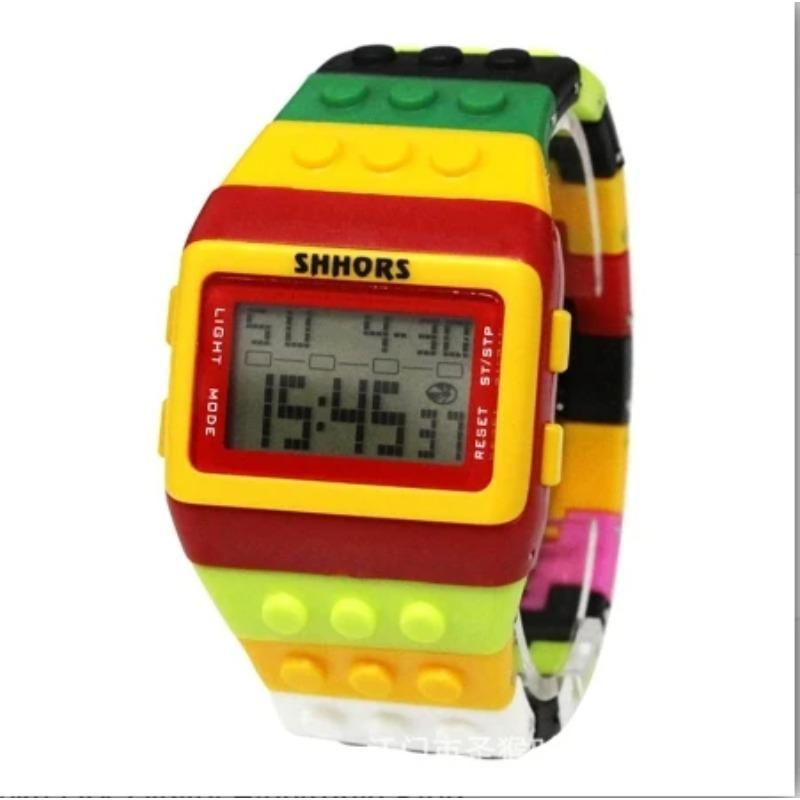 Мужские и женские часы Модные радужные часы-конструктор Студенческие наручные часы Многофункциональные светодиодные Водонепроницаемые электронные спортивные часы