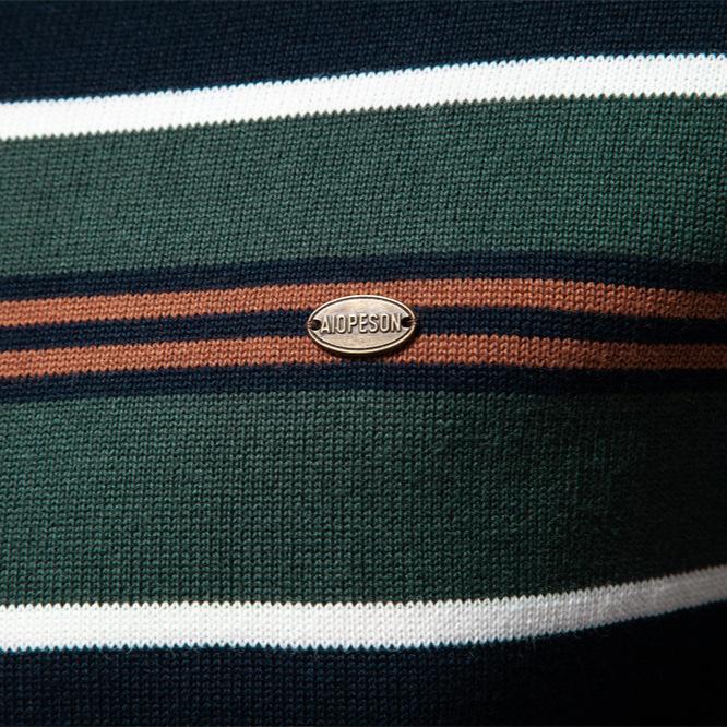 New Autumn and Winter Men's Sweater Half Zipper Sweater Casual Striped Men's Top