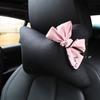 Cute Diamond Pink Bow Universal Car Neck Pillow Four Seasons Ice Silk Auto Seat Headrest Holder Waist Support Car Accessories