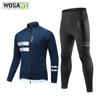 Wosawe Men Winter Cycling Jacket Windproof Quick-drying Cycling Long Pants With 3D Gel Pads Bike Riding Bicycle Wear