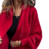 Winter Fall Women Jacket Thick Fleece Fringe Tassel Hem Long Bat Sleeves Open Stitch Cardigan Knitted Fuzzy Mid Length Coat Outdoor Daily Wear Shawl