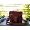New Real Goat Leather Vintage Brown Messenger Bag Shoulder Laptop Bag Briefcase