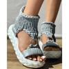 Sandals Women Summer 2024 Women Fashion Sexy Beach Wear Flat Shoes Solid Color Braided Knit O-Ring Cutout Platform Sandals