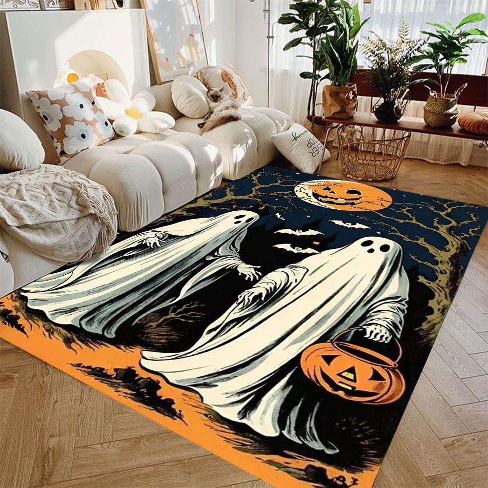 1 шт. Ретро Хэллоуин Тыква Привидение Ковер Коврик Нескользящий Мягкий Домашний Декор для Гостиной Спальни В помещении