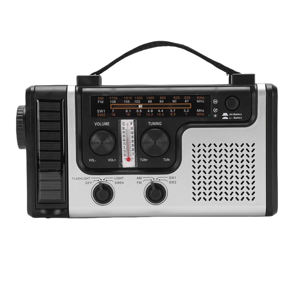 Портативное радио AM FM SW с ручным генератором 1200 мАч, аварийное, на солнечной батарее, карманное, с полнодиапазонным динамиком, зарядное устройство для мобильного телефона