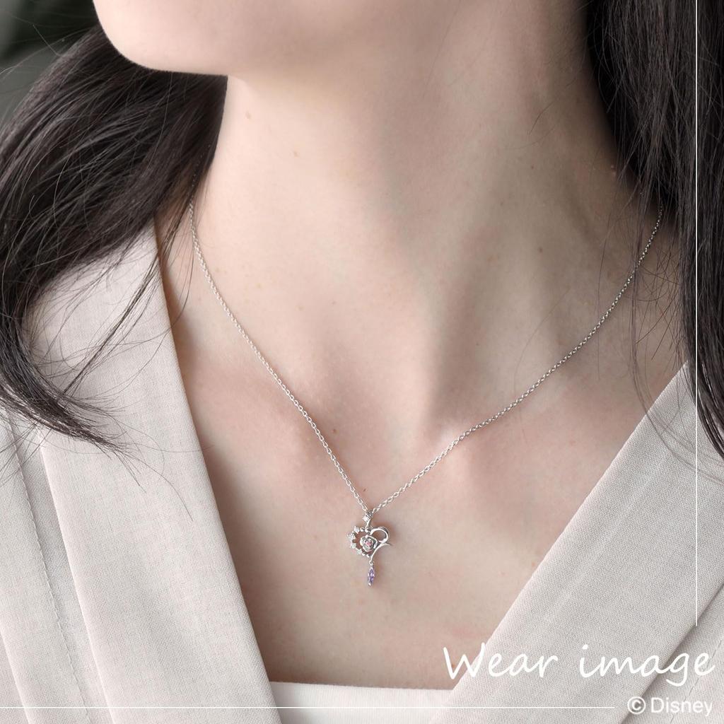 Disney Sleeping Zirconia VPCDS 20128 [Disney] Beauty/Silver Pendant/Rose/Heart/Cubic
