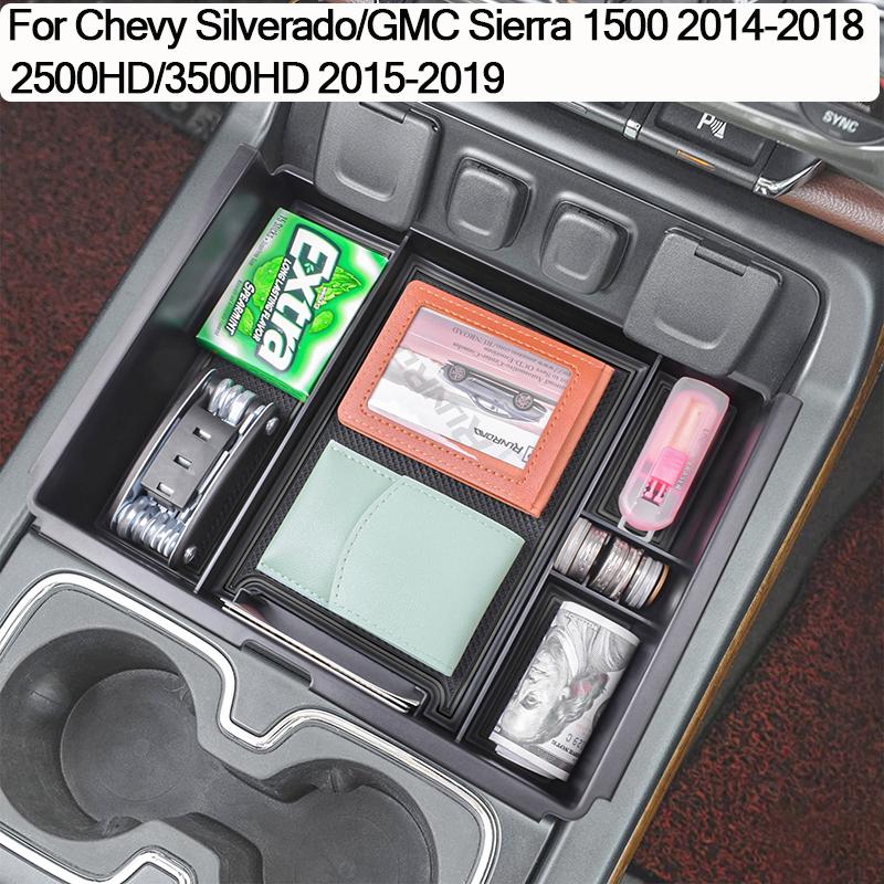 Органайзер для центральной консоли автомобиля для Chevy Silverado/GMC Sierra 1500 2014-2018 и 2500HD/3500HD 2015- Аксессуары для ящика для хранения